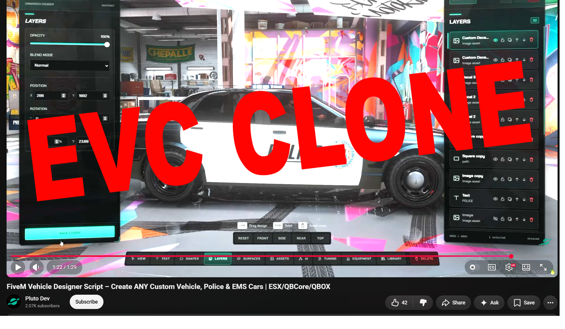 Screenshot of a Pluto Dev vehicle designer product video